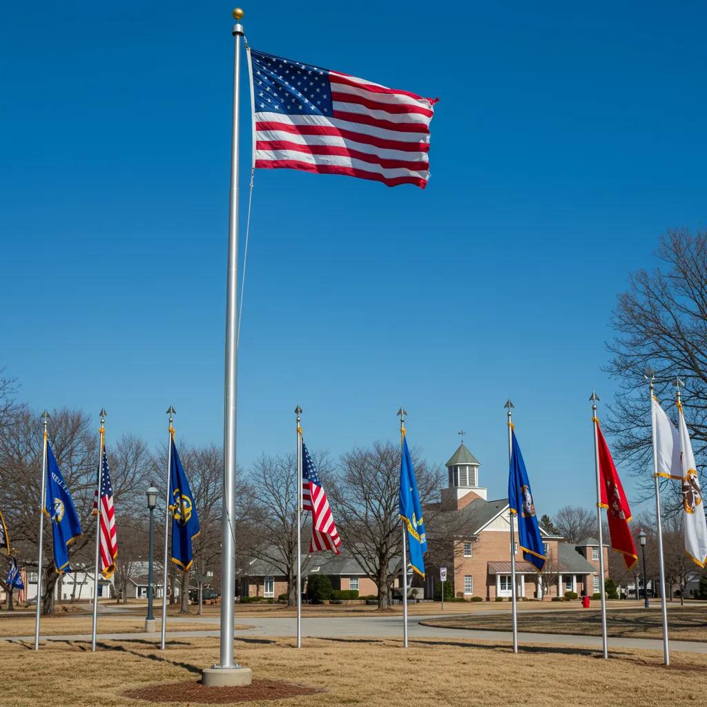 Proper display of the American flag with military branch flags during Armed Forces Day