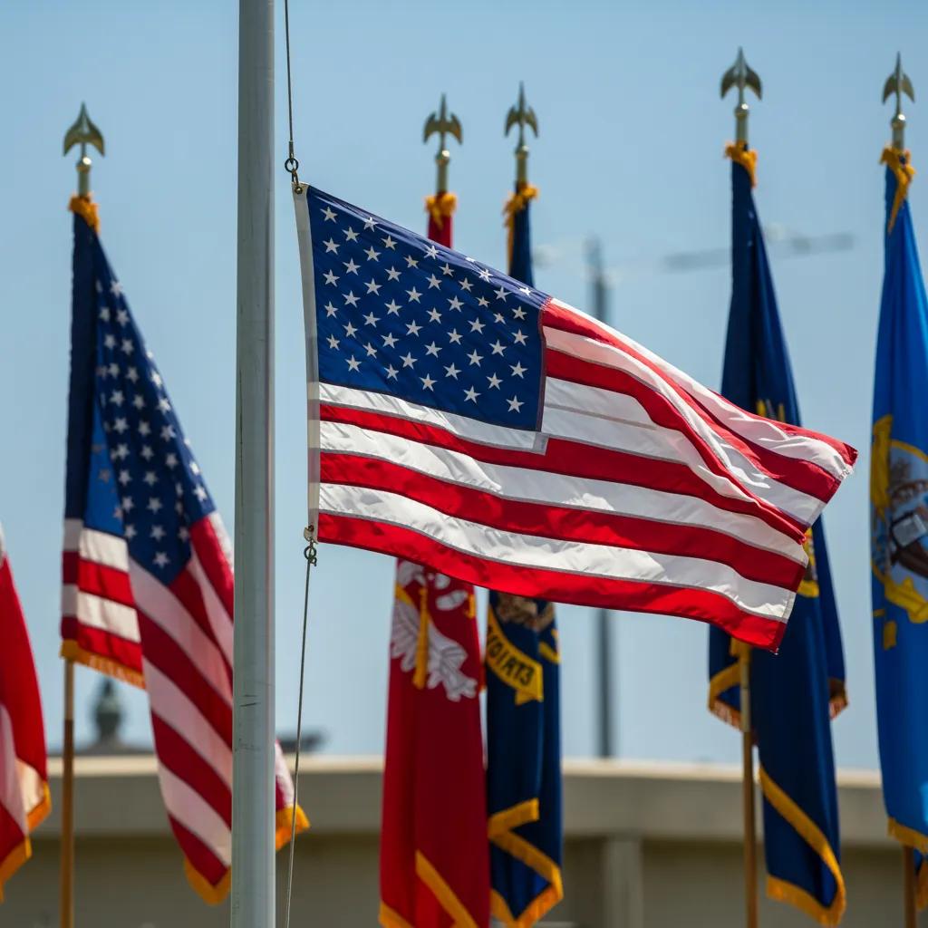 The U.S. Army flag being raised with solemnity during a ceremony, illustrating correct flag etiquette and military customs